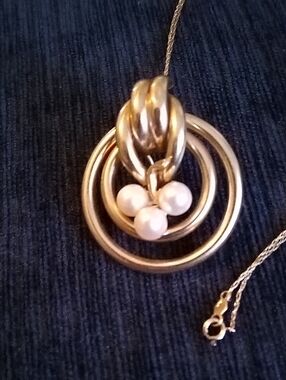 Upcycled 14 K Gold Pearl Cluster Pendant Necklace -  Grams 8.70